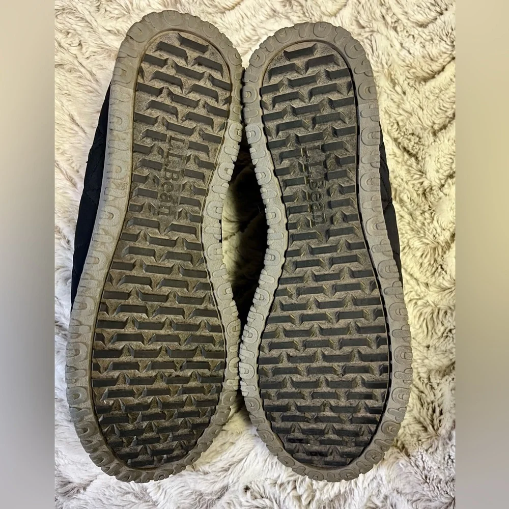 L.L. Bean Ultralight Primaloft Black Nylon Mesh Cozy Fleece Slip-Ons